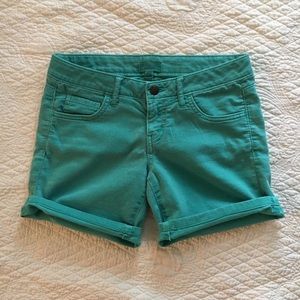 AE American Eagle Aerie Y2K Green Twill Midi Shorts Women’s Size 0